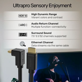 Y-C100 - UNITEK 2m or 3m 4K HDMI 2.0 Right Angle Cable with 90/270 Degree Elbow