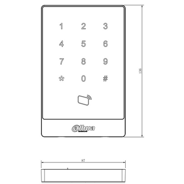 DHI-ASR1101A-D - RFID Pinpad Wiegand Reader IP55 ‐ Blue Backlit