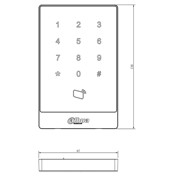 DHI-ASR1101A-D - RFID Pinpad Wiegand Reader IP55 ‐ Blue Backlit