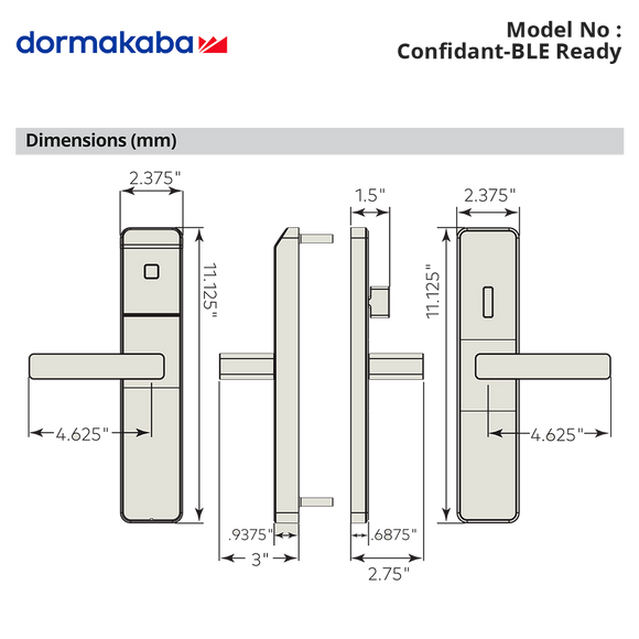 Confidant-BLE Ready - dormakaba - Confidant RFID (Bluetooth ready but not enabled)