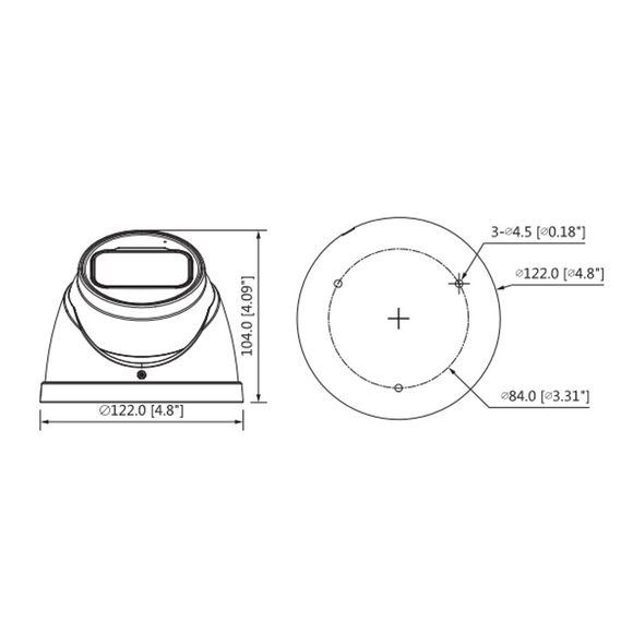 HAC-HDW2802TP-Z-A Dahua - 8MP 4K Starlight HD-CVI Turret Camera 60m IR, 3.7-11mm Motorized Lens, WDR, Audio