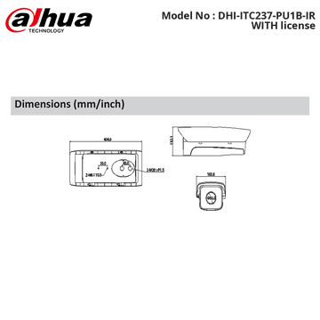 DHI-ITC237-PU1B-IR WITH license - Dahua - 2 Megapixel Full HD WDR Access ANPR Camera