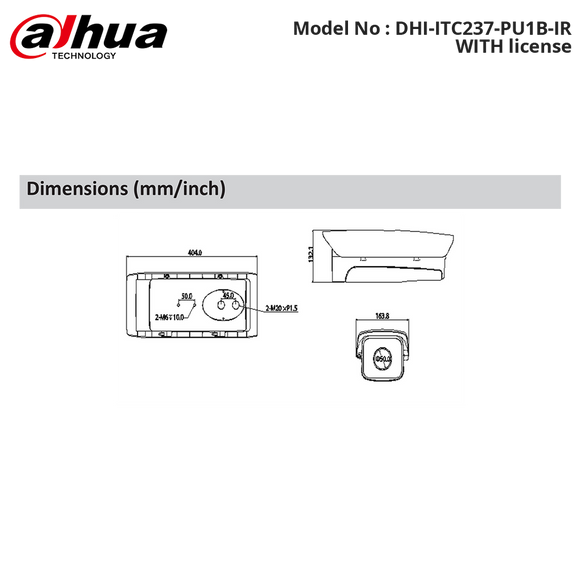 DHI-ITC237-PU1B-IR WITH license - Dahua - 2 Megapixel Full HD WDR Access ANPR Camera