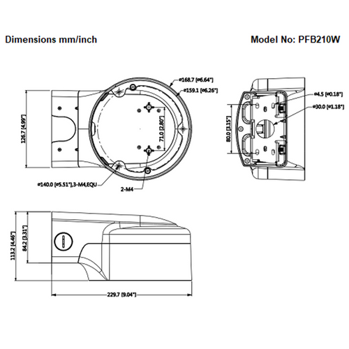 PFB210W - Waterproof Wall Mount Bracket