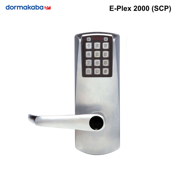 E-Plex2000 - dormakaba Standalone Push Button Lock with key override Satin Chrome
