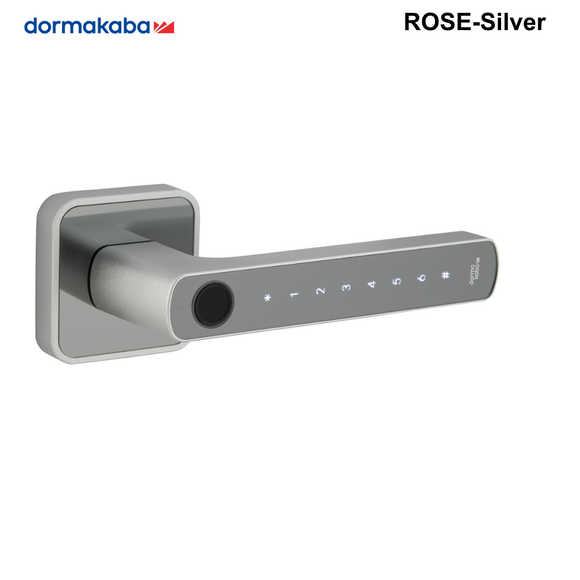 ROSE - Dormakaba Standalone Biometric Digital Lever - Black or Silver Silver Finish