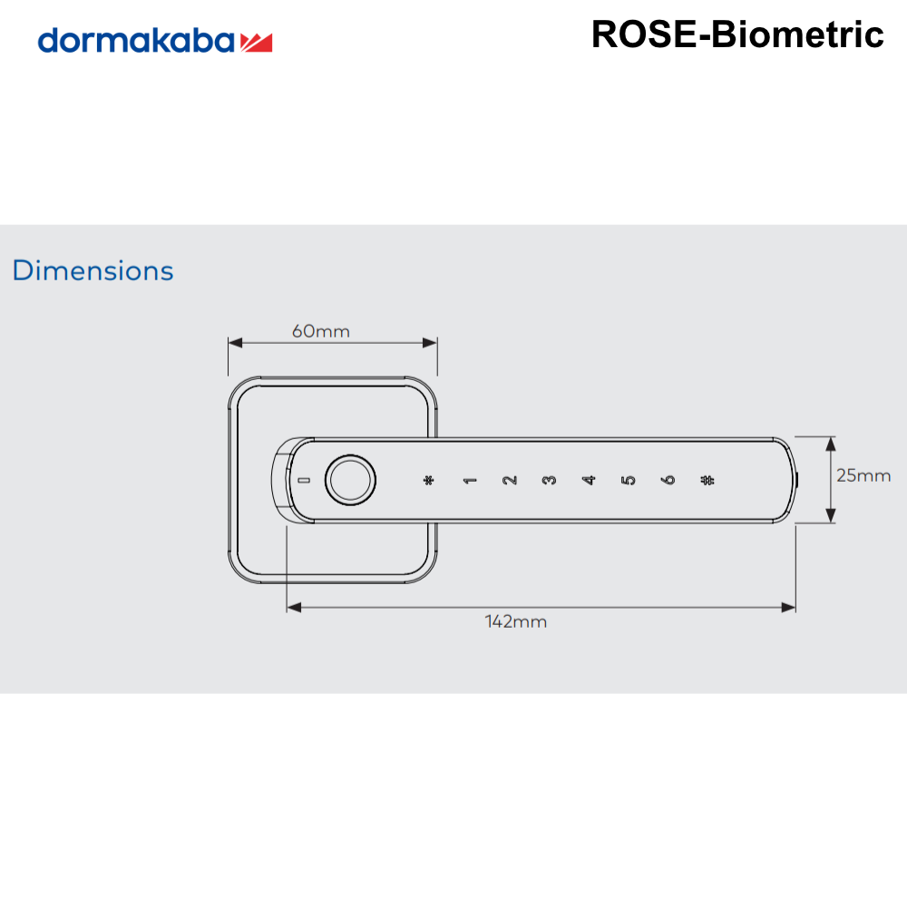 ROSE - Dormakaba Standalone Biometric Digital Lever - Black or Silver