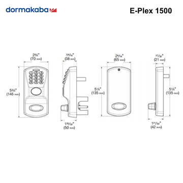 E-Plex1500 - dormakaba Standalone Push Button Deadbolt Lock with key override