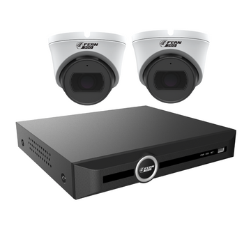 FERN360 Surveillance Kit - 2 Motorised Lens Starlight 5MP Turret Cameras and 5ch NVR HDD Options