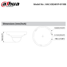 HAC-EB2401P-0118B - Dahua - 4MP HDCVI WDR Fisheye Camera