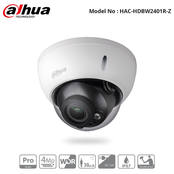 HAC-HDBW2401R-Z - 4MP WDR HDCVI IR Vandal Dome Camera