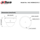 HAC-HDBW3231E-Z - 1080P Starlight Vandal Dome Motorized Camera - PAL