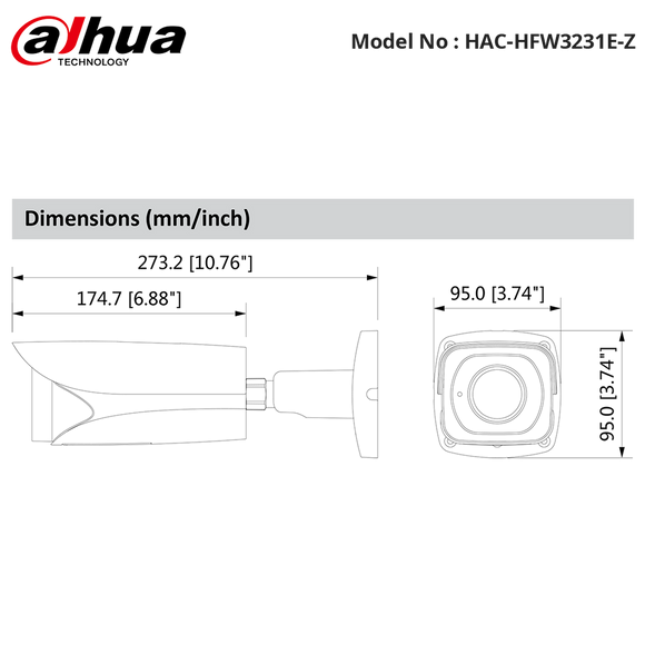 DH-HAC-HFW3231E-Z - Dahua - 1080P Starlight HDCVI Bullet Motorized Camera