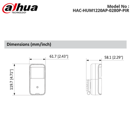 HAC-HUM1220AP-0280P-PIR - Dahua - 2MP, Pinhole Covert, DWDR Camera, PIR Case - PAL