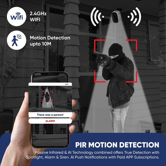 IT-WifiCAM - Camera with Solar Panel + WiFi 4MP AI Night Vision Security Camera, SD & Cloud Storage