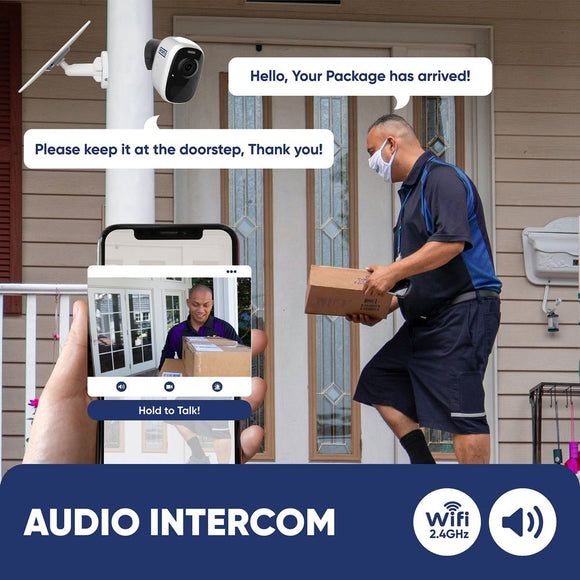 IT-WifiCAM - Camera with Solar Panel + WiFi 4MP AI Night Vision Security Camera, SD & Cloud Storage