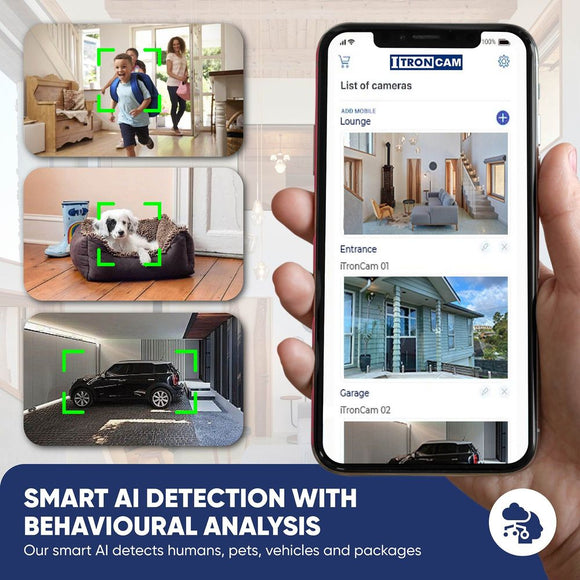 IT-WifiCAM - Camera with Solar Panel + WiFi 4MP AI Night Vision Security Camera, SD & Cloud Storage