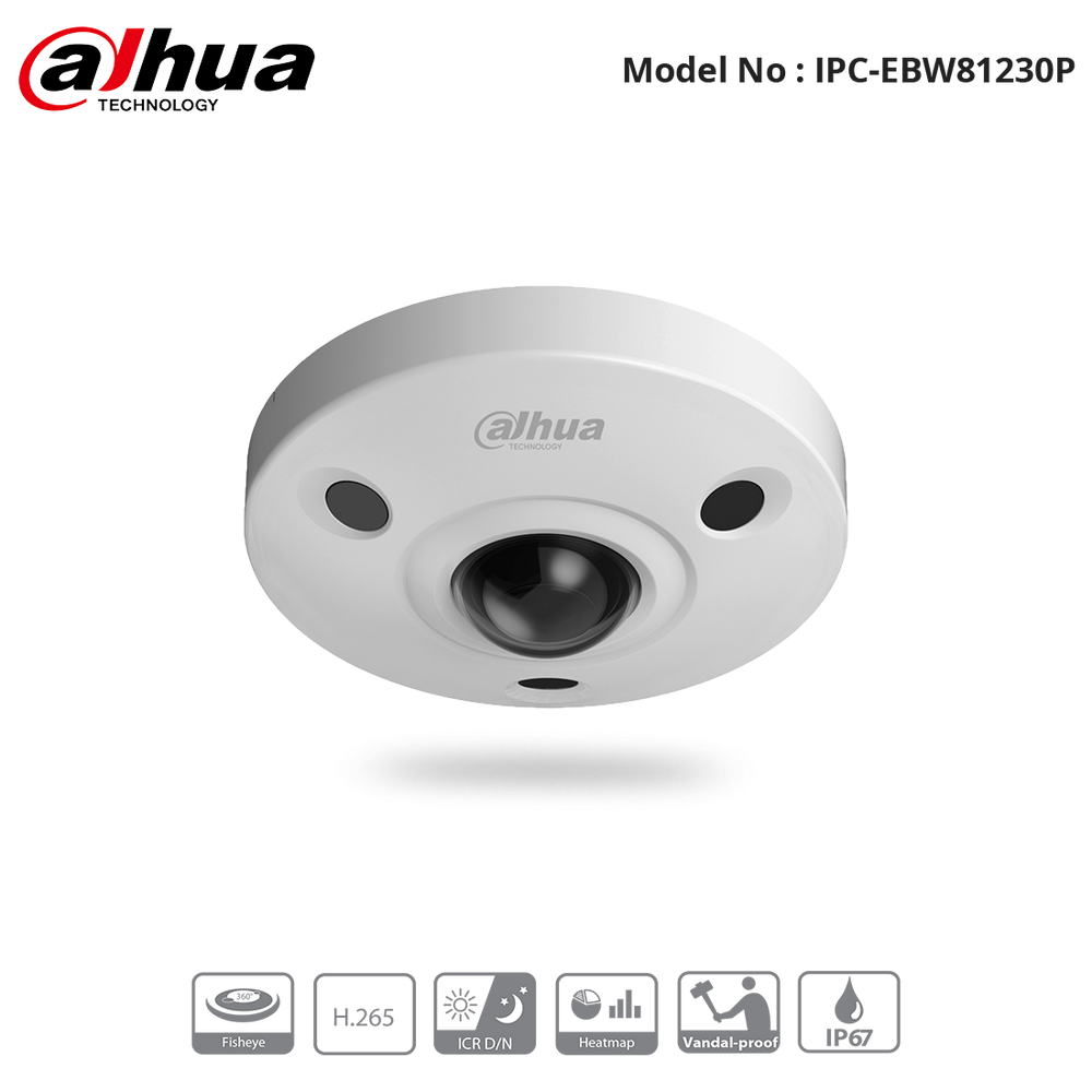 IPC-EBW81230P - Dahua - 12MP IR Starvis Vandal Fisheye Panoramic Camera