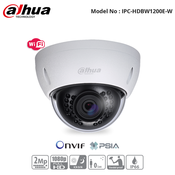 IPC-HDBW1200E-W - Dahua - 2MP WiFi - IR Vandal D-N Camera