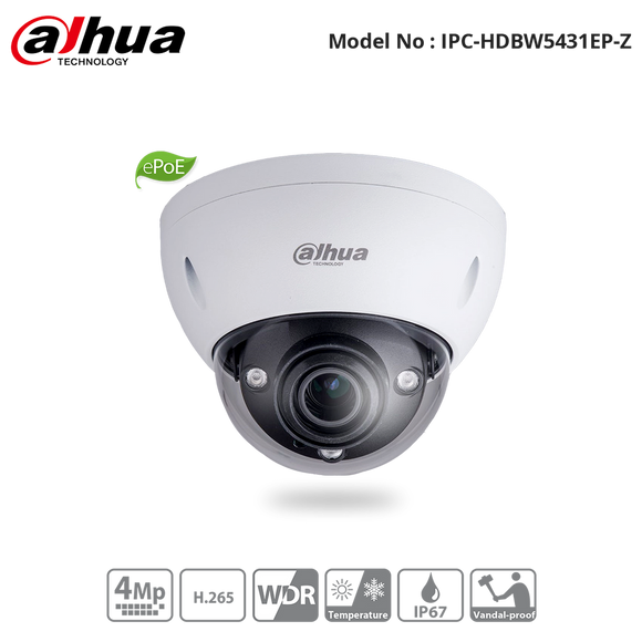 IPC-HDBW5431EP-Z - Dahua - 4MP Vandal Dome Motorized 2.7-13.5mm