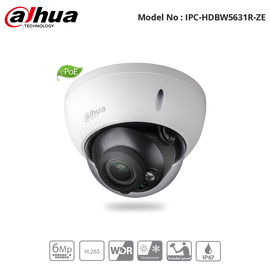IPC-HDBW5631R-ZE - Dahua - 6MP WDR Dome Camera, 2.7-13.5mm Motorised Zoom Lens, IR 50m, ePoE