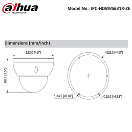 IPC-HDBW5631R-ZE - Dahua - 6MP WDR Dome Camera, 2.7-13.5mm Motorised Zoom Lens, IR 50m, ePoE