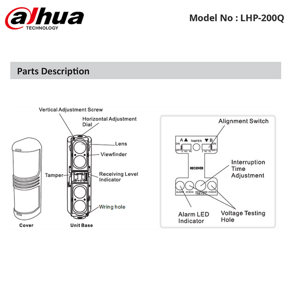 LHP-200Q - Dahua - Outdoor Quad Beam Detector 200m