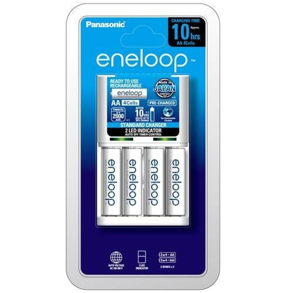 K-KJ51MCC4TA - Panasonic Battery Charger - Eneloop 8 hour Charger + 4 AA batteries
