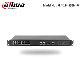 PFS4218-16ET-190 - Dahua - 16 PoE port + 2GE (combo) SFP switch PoE, PoE+, Hi PoE, 190watts