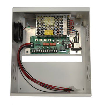 PSU-135-10 - PSU 13.5VDC 10A rated with fused outputs, with charger, in a cabinet
