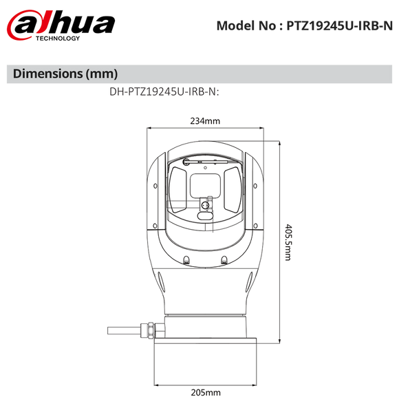 PTZ19245U-IRB-N - Dahua - 2MP IR Starlight IP PTZ 45x Zoom 350m IP68 - Positioning System