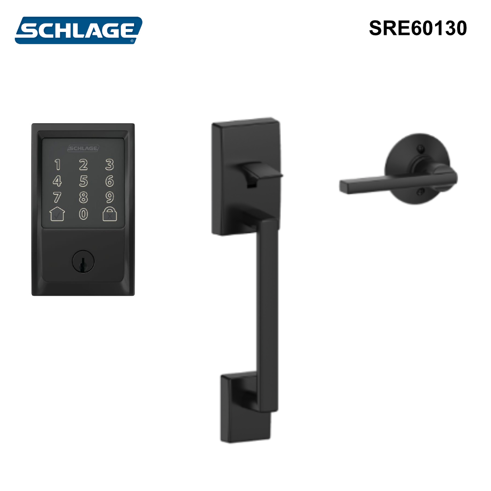 Schlage Encode - Smart Wi-Fi Deadbolt - Options Finish and Handles Encode Matt Black with Century and Latitude Handles