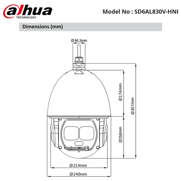 SD6AL830V-HNI - Dahua - 4K 30x Laser PTZ Network Camera