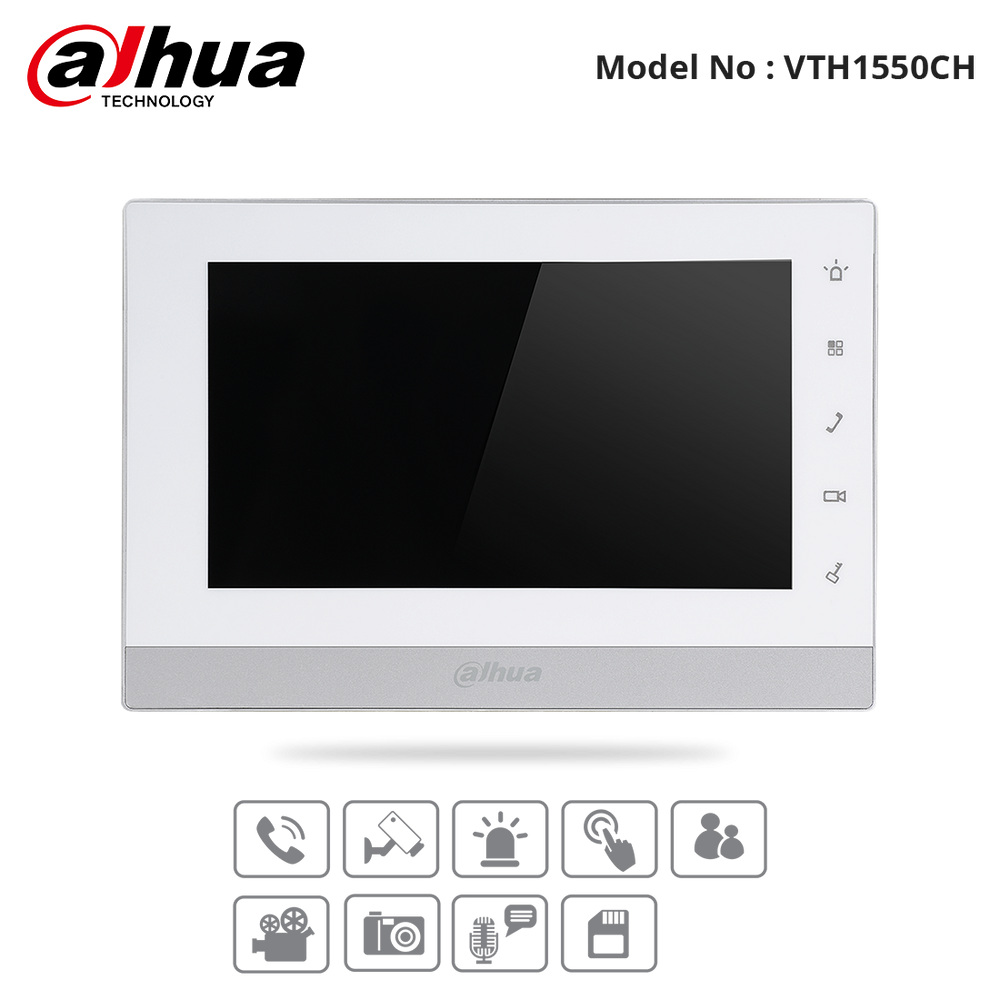 VTH1550CH - Dahua - IP Indoor 7" Monitor Touch Screen, Micro SD Card