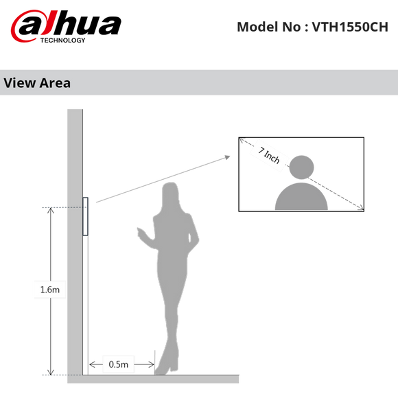 VTH1550CH - Dahua - IP Indoor 7" Monitor Touch Screen, Micro SD Card