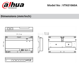 VTNS1060A - Dahua - 6ch 24V PoE Switch, up to 30 Cascading (no PSU)