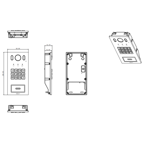 VTO3221E-P - Dahua IP Villa Outdoor Station with Keypad, 2MP